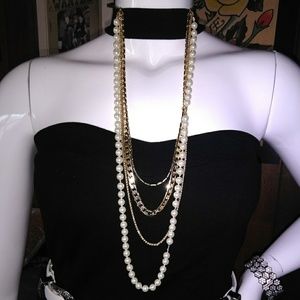 Express Gold necklace layered necklace with pearls